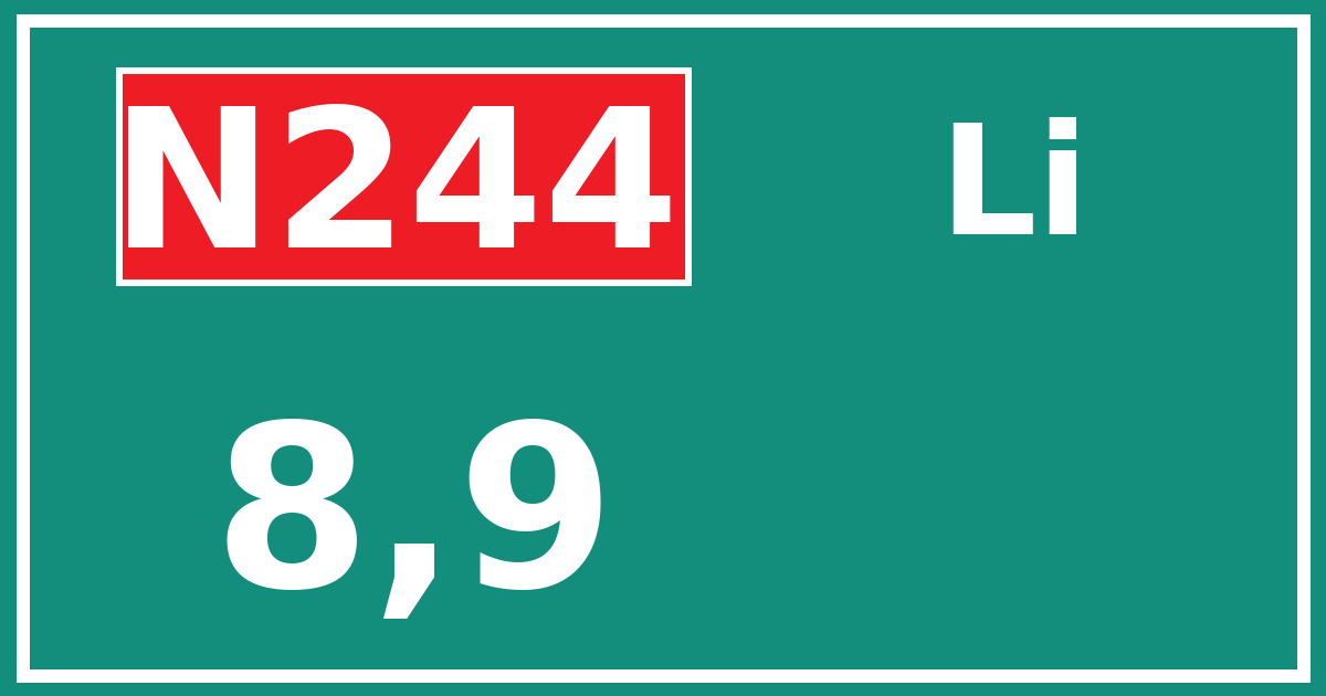 Hectometerbord N244 8,9 zijde Li