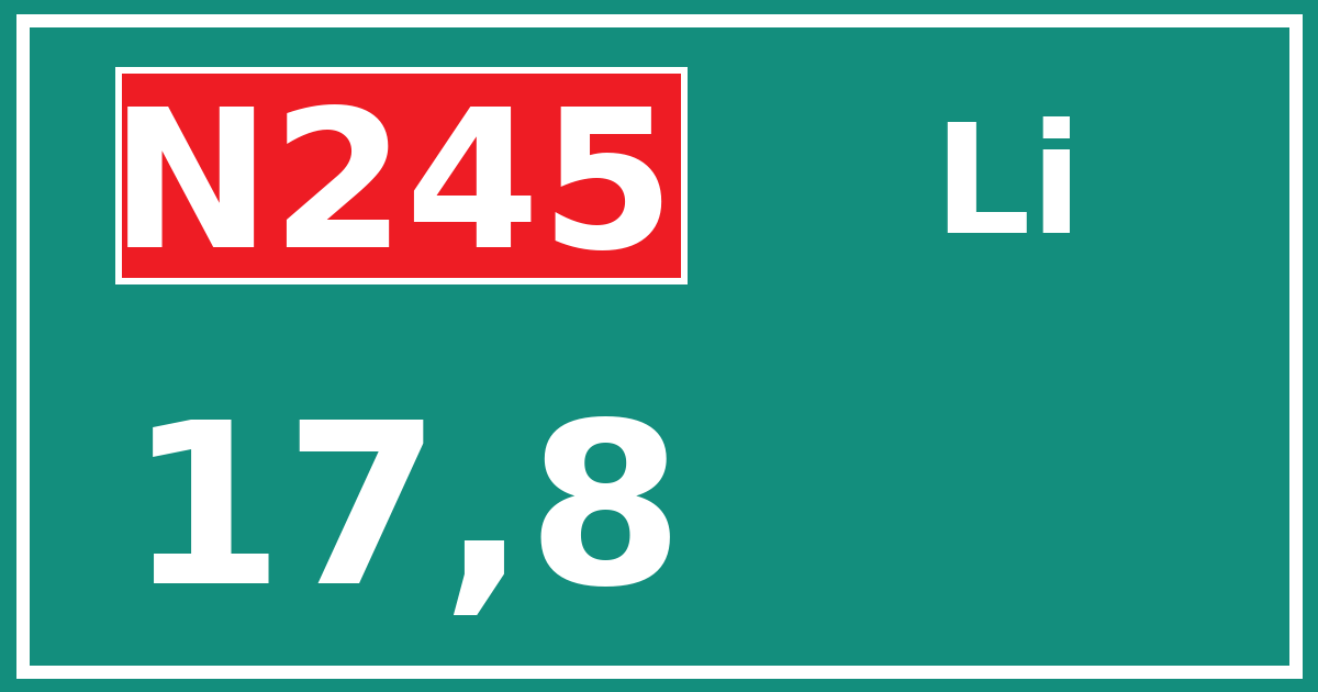 Hectometerbord N245 17,8 zijde Li