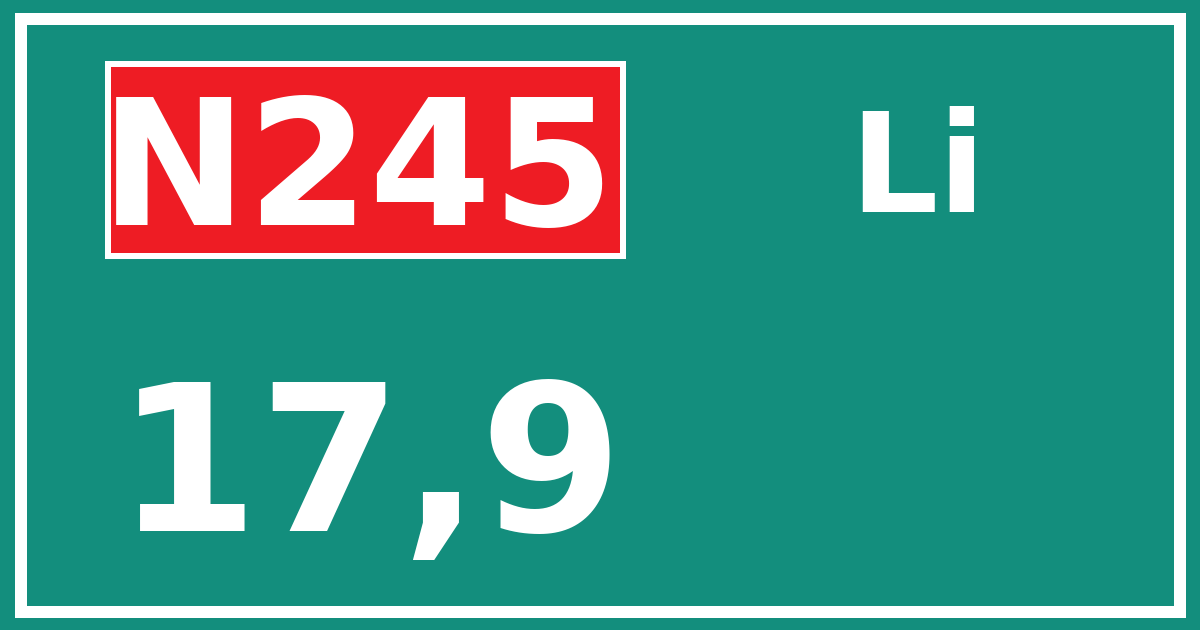 Hectometerbord N245 17,9 zijde Li