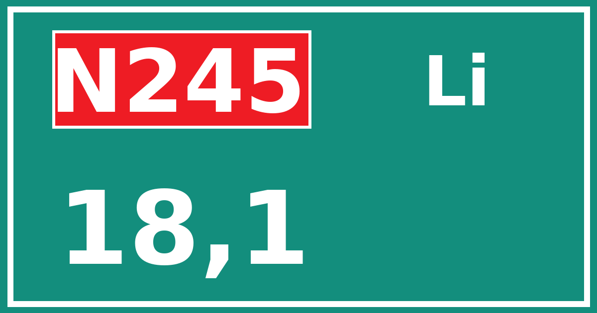 Hectometerbord N245 18,1 zijde Li