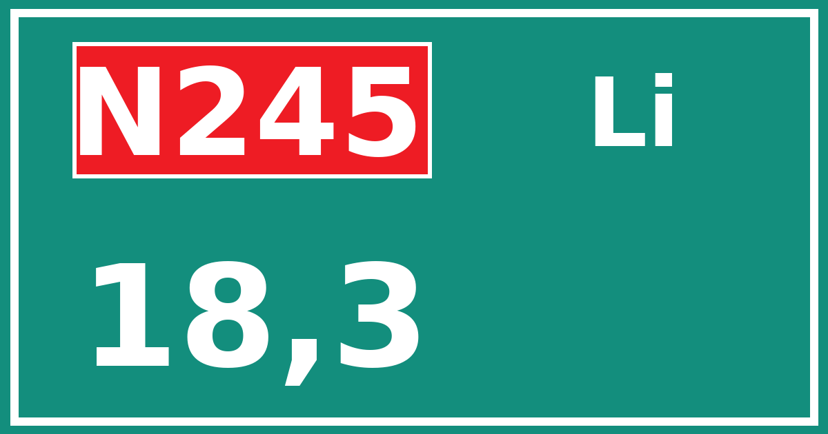 Hectometerbord N245 18,3 zijde Li