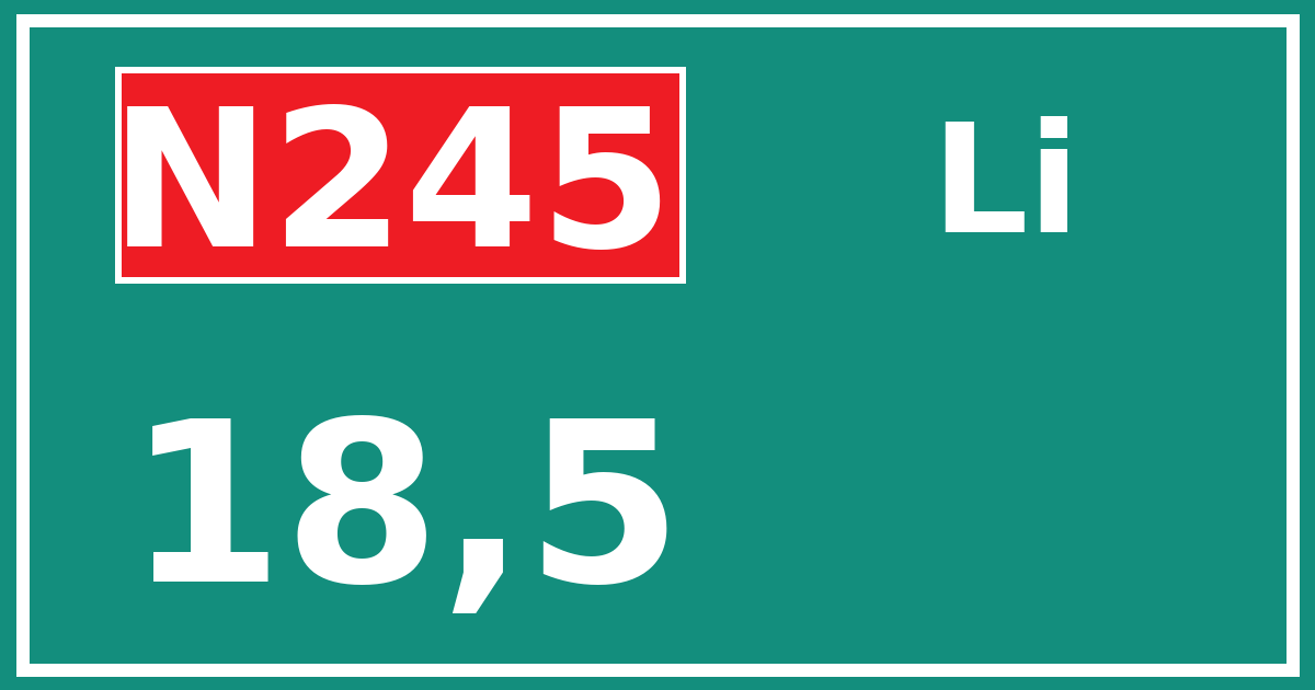 Hectometerbord N245 18,5 zijde Li