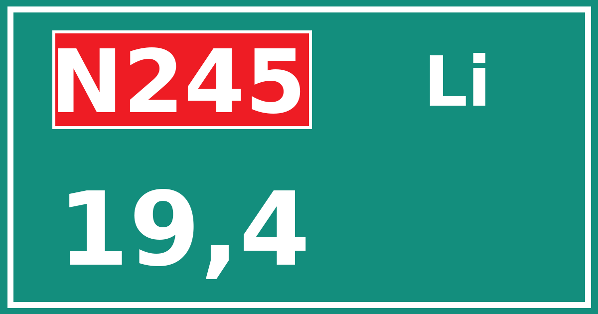 Hectometerbord N245 19,4 zijde Li