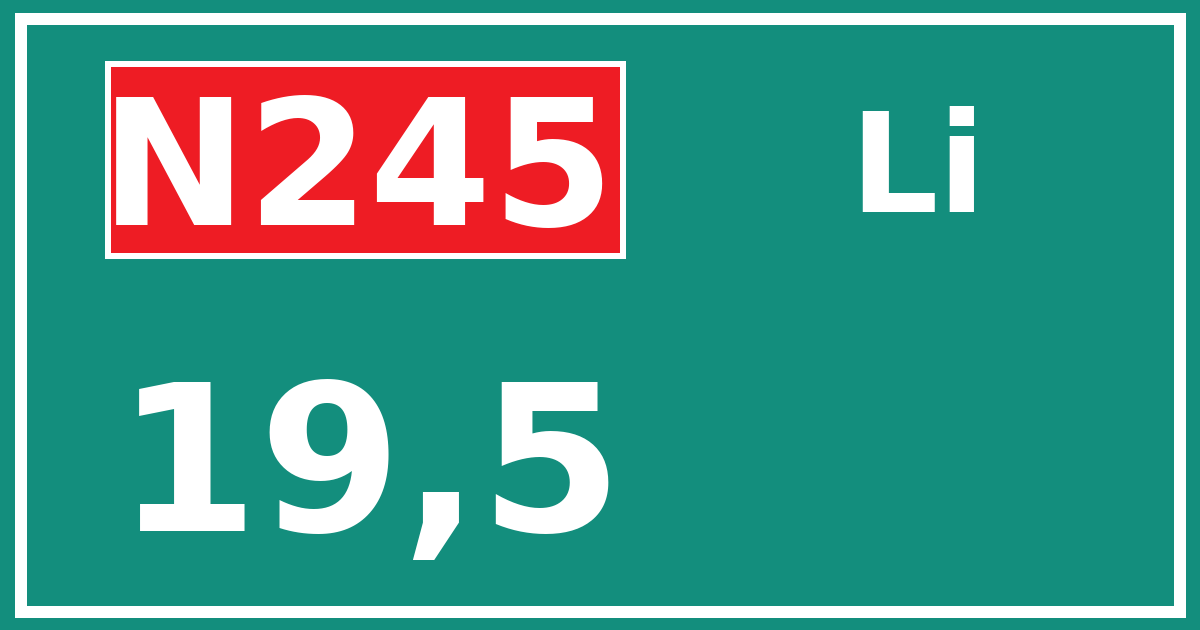 Hectometerbord N245 19,5 zijde Li