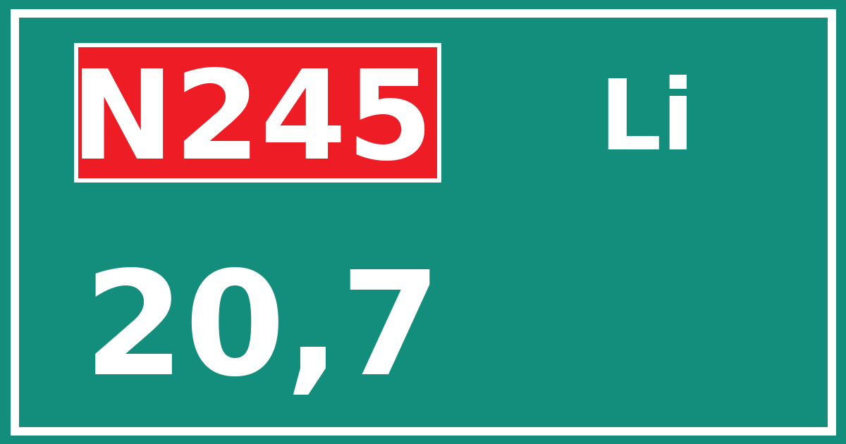 Hectometerbord N245 20,7 zijde Li