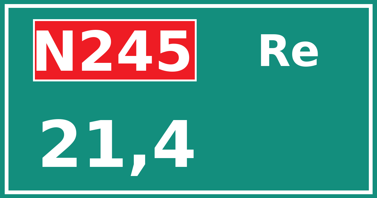 Hectometerbord N245 21,4 zijde Re