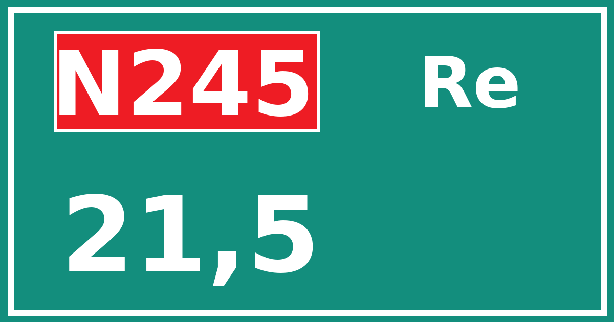 Hectometerbord N245 21,5 zijde Re