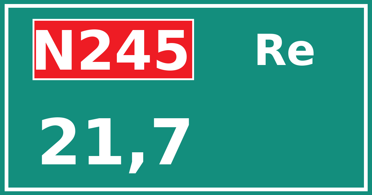 Hectometerbord N245 21,7 zijde Re