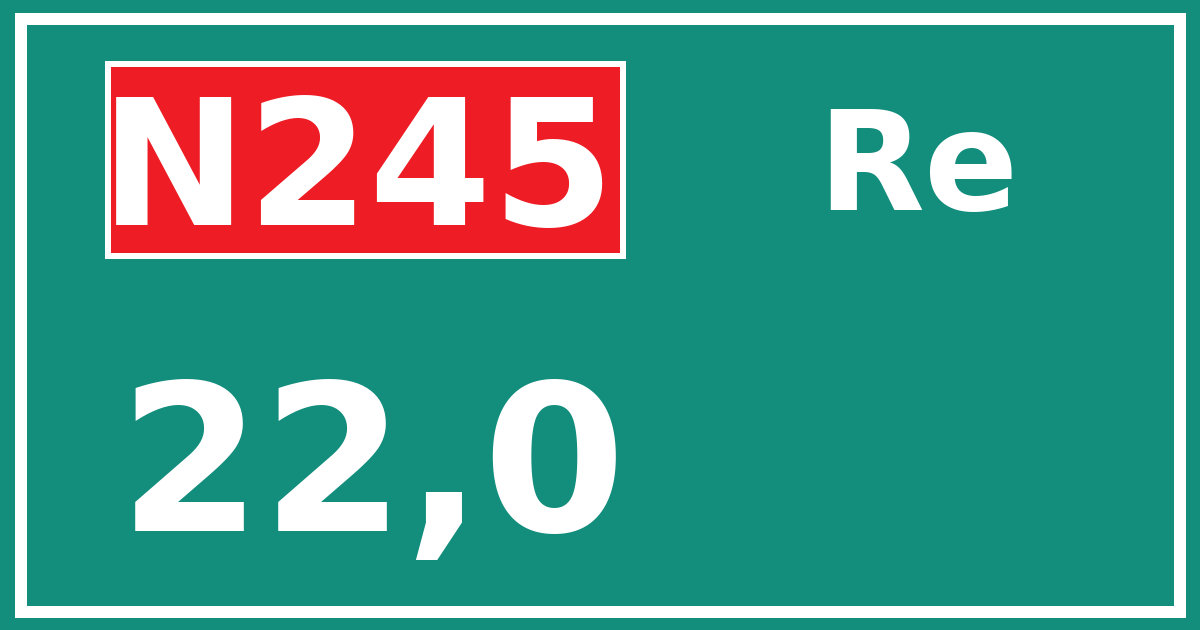 Hectometerbord N245 22,0 zijde Re