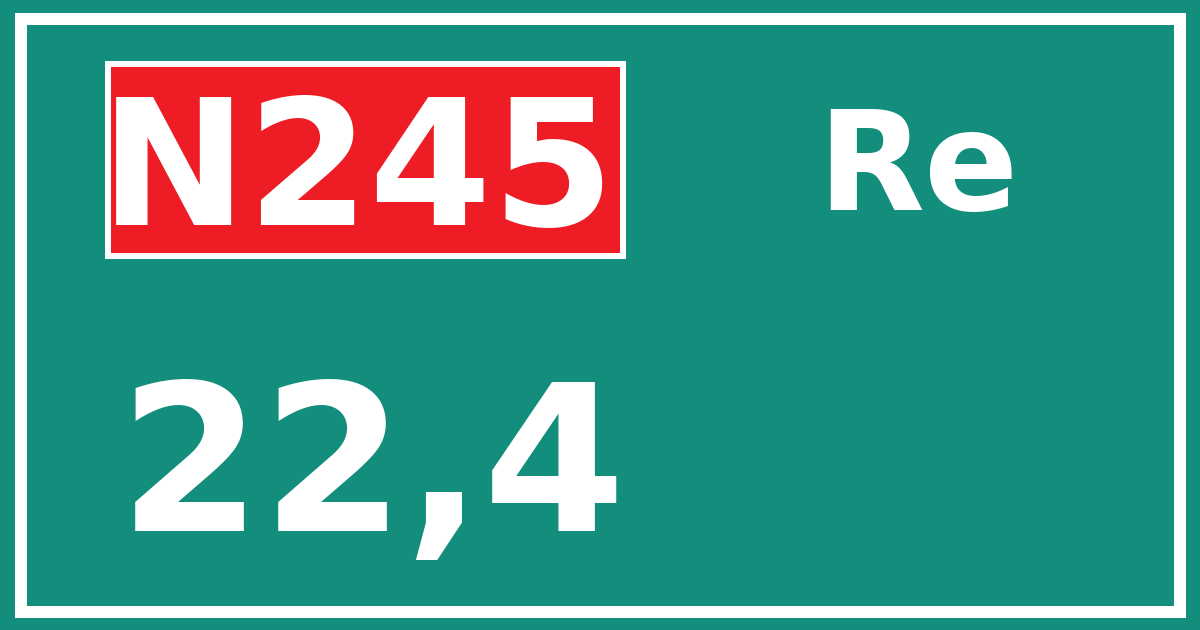 Hectometerbord N245 22,4 zijde Re
