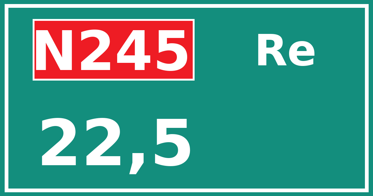 Hectometerbord N245 22,5 zijde Re