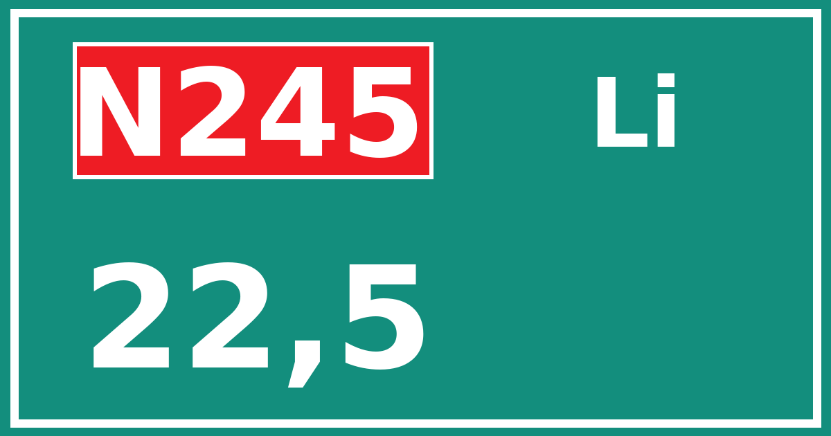 Hectometerbord N245 22,5 zijde Li
