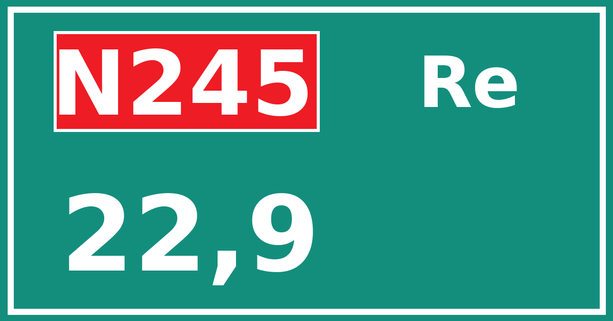 Hectometerbord N245 22,9 zijde Re