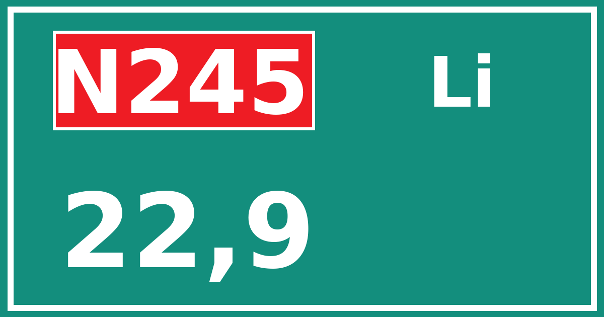 Hectometerbord N245 22,9 zijde Li
