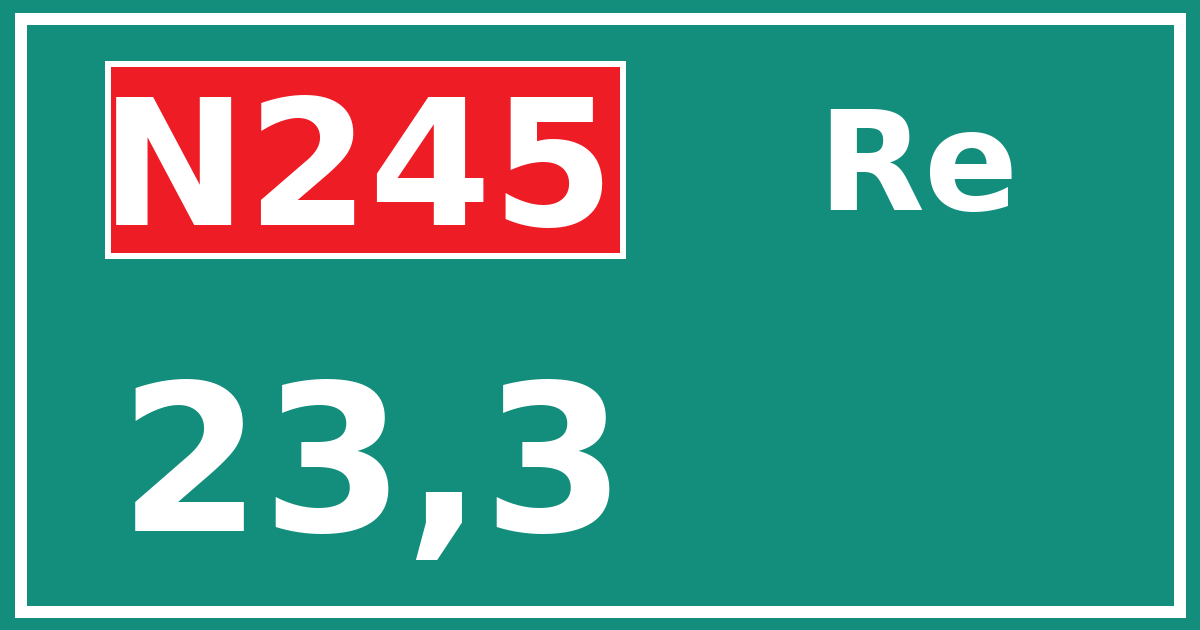 Hectometerbord N245 23,3 zijde Re