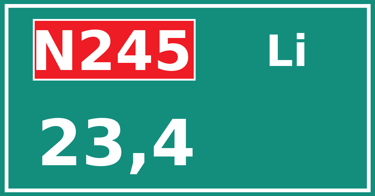 Hectometerbord N245 23,4 zijde Li