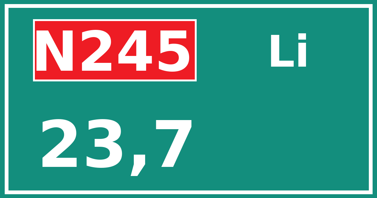 Hectometerbord N245 23,7 zijde Li