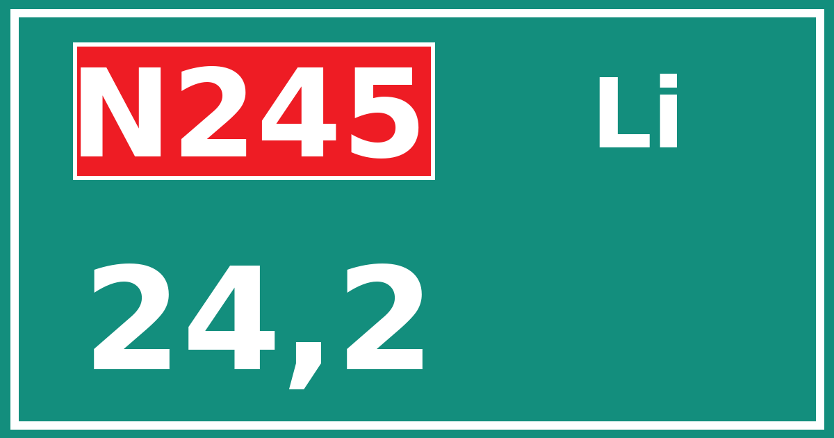 Hectometerbord N245 24,2 zijde Li