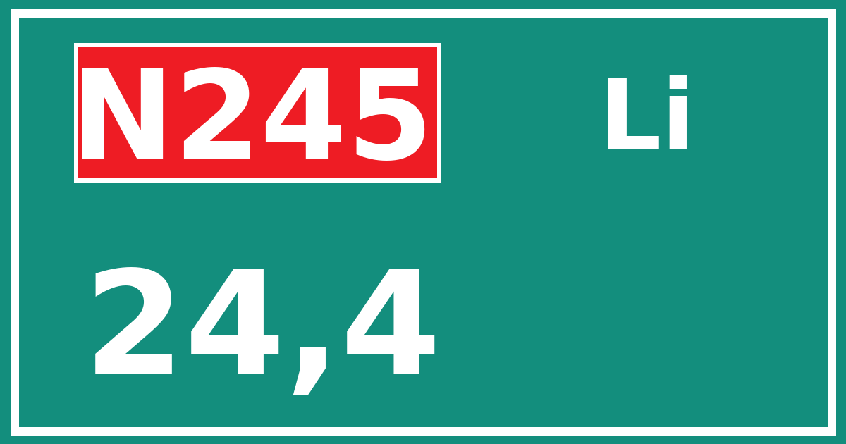 Hectometerbord N245 24,4 zijde Li