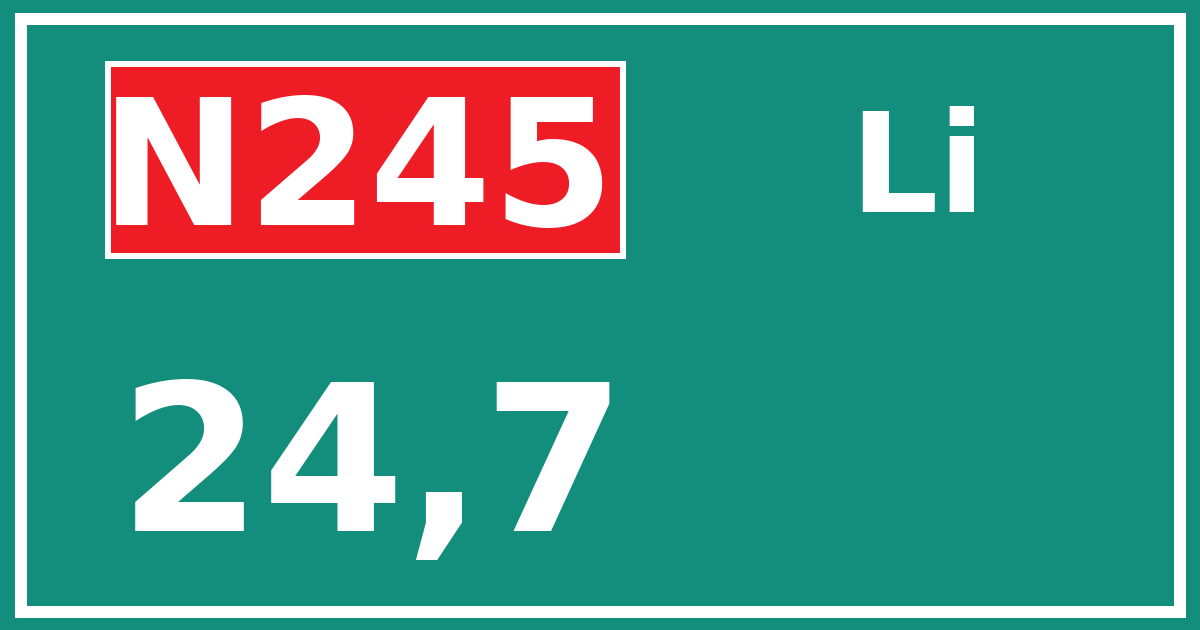 Hectometerbord N245 24,7 zijde Li