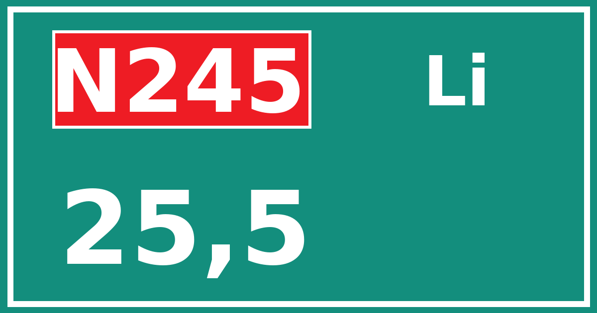 Hectometerbord N245 25,5 zijde Li