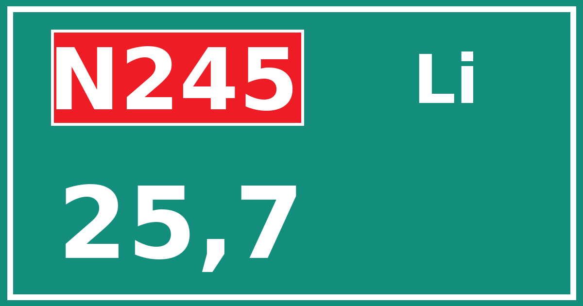 Hectometerbord N245 25,7 zijde Li