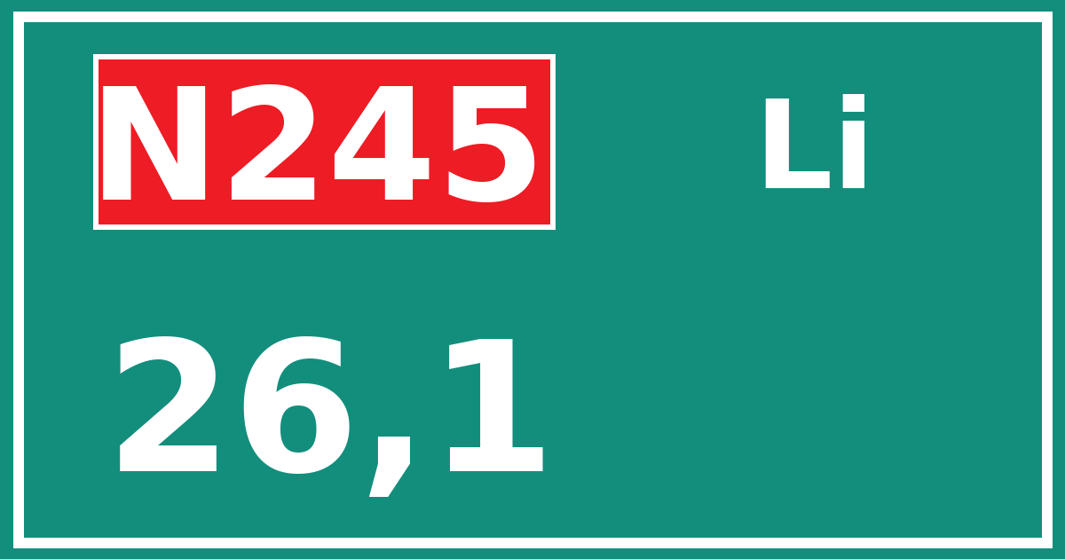 Hectometerbord N245 26,1 zijde Li