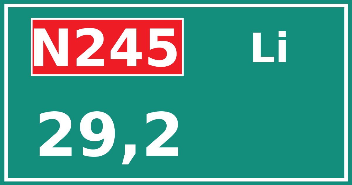 Hectometerbord N245 29,2 zijde Li