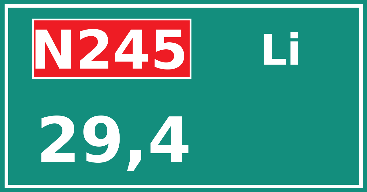 Hectometerbord N245 29,4 zijde Li