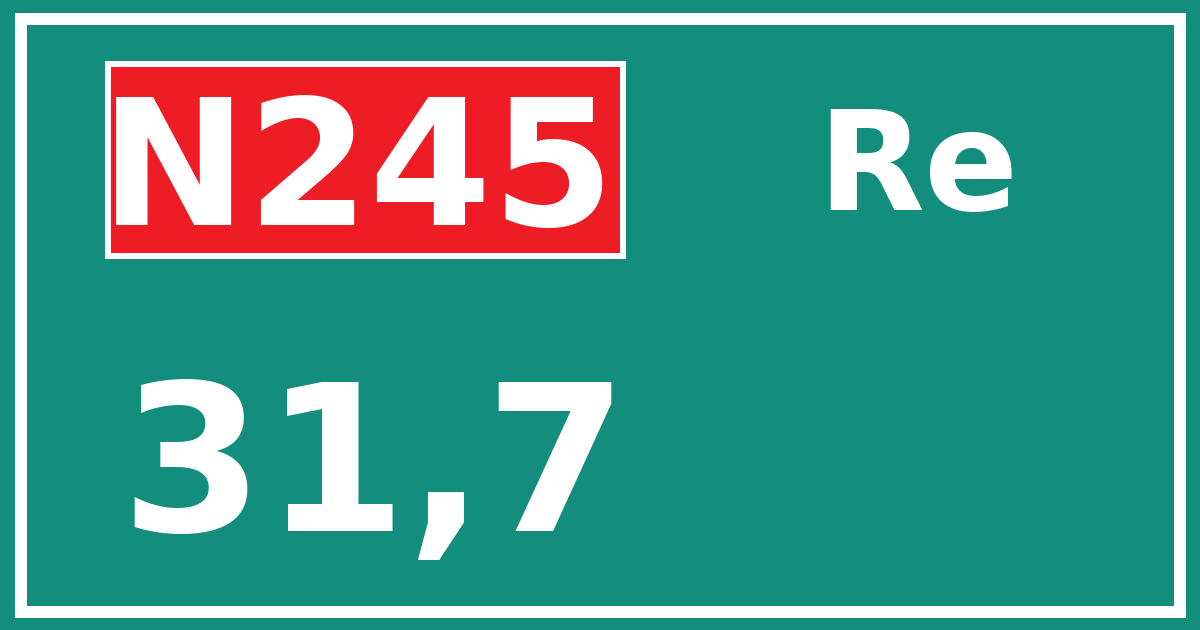 Hectometerbord N245 31,7 zijde Re