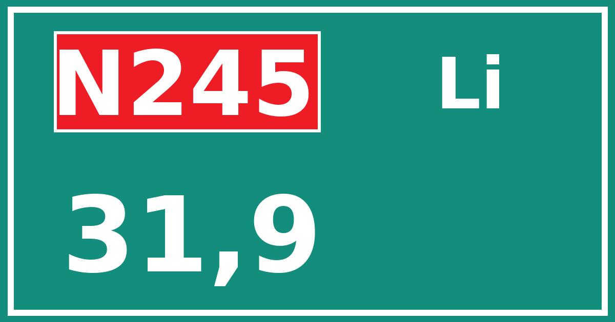 Hectometerbord N245 31,9 zijde Li