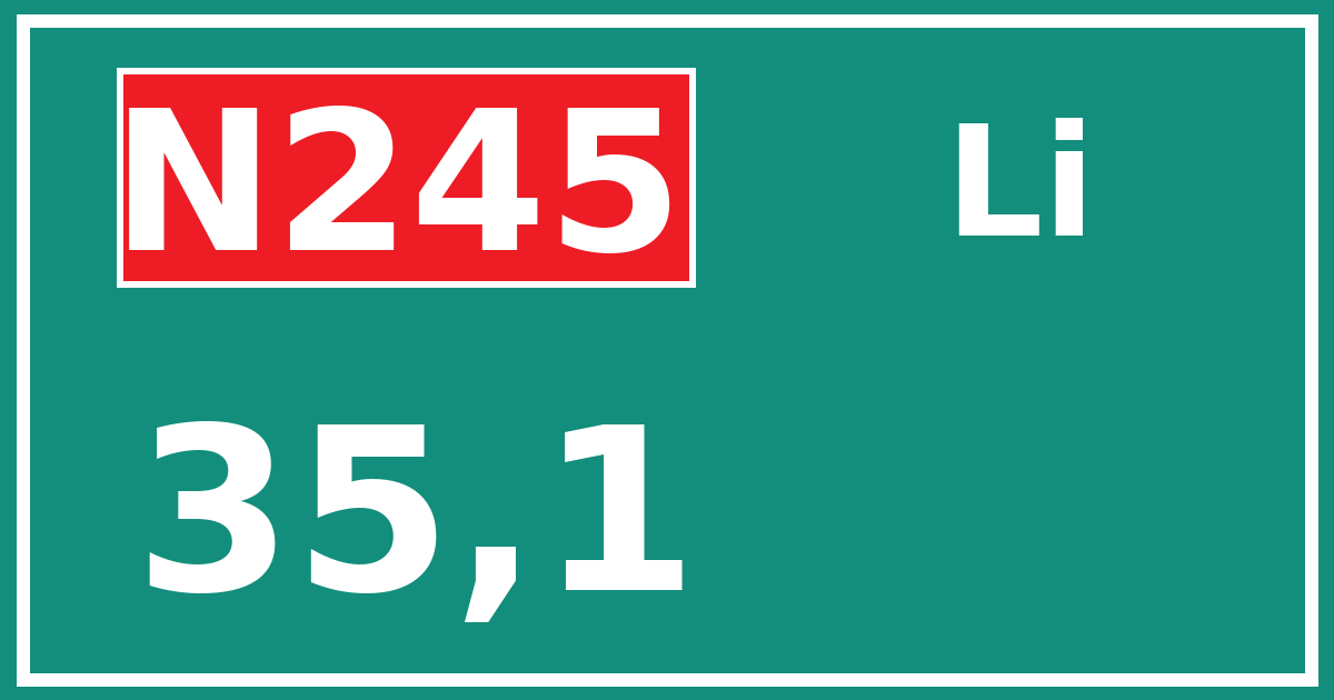 Hectometerbord N245 35,1 zijde Li