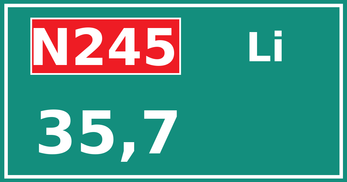 Hectometerbord N245 35,7 zijde Li
