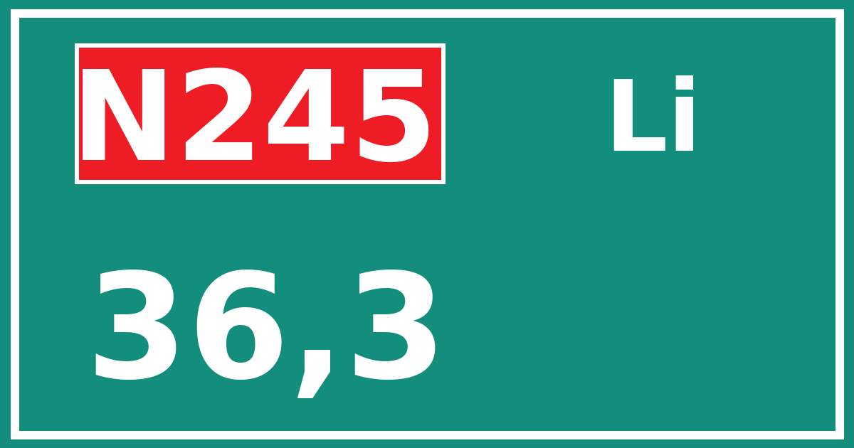 Hectometerbord N245 36,3 zijde Li