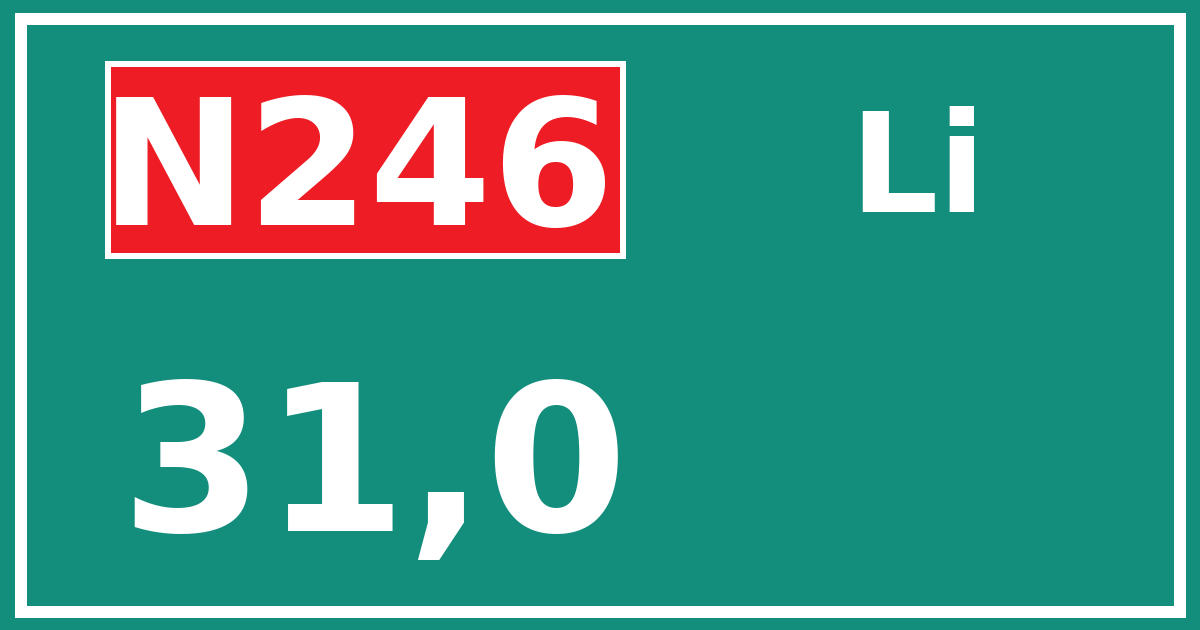 Hectometerbord N246 31,0 zijde Li