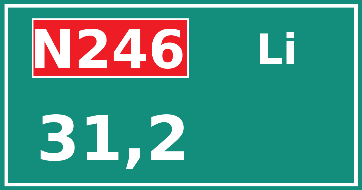 Hectometerbord N246 31,2 zijde Li