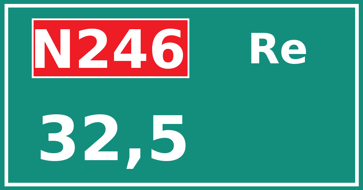 Hectometerbord N246 32,5 zijde Re