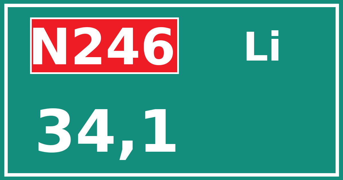 Hectometerbord N246 34,1 zijde Li
