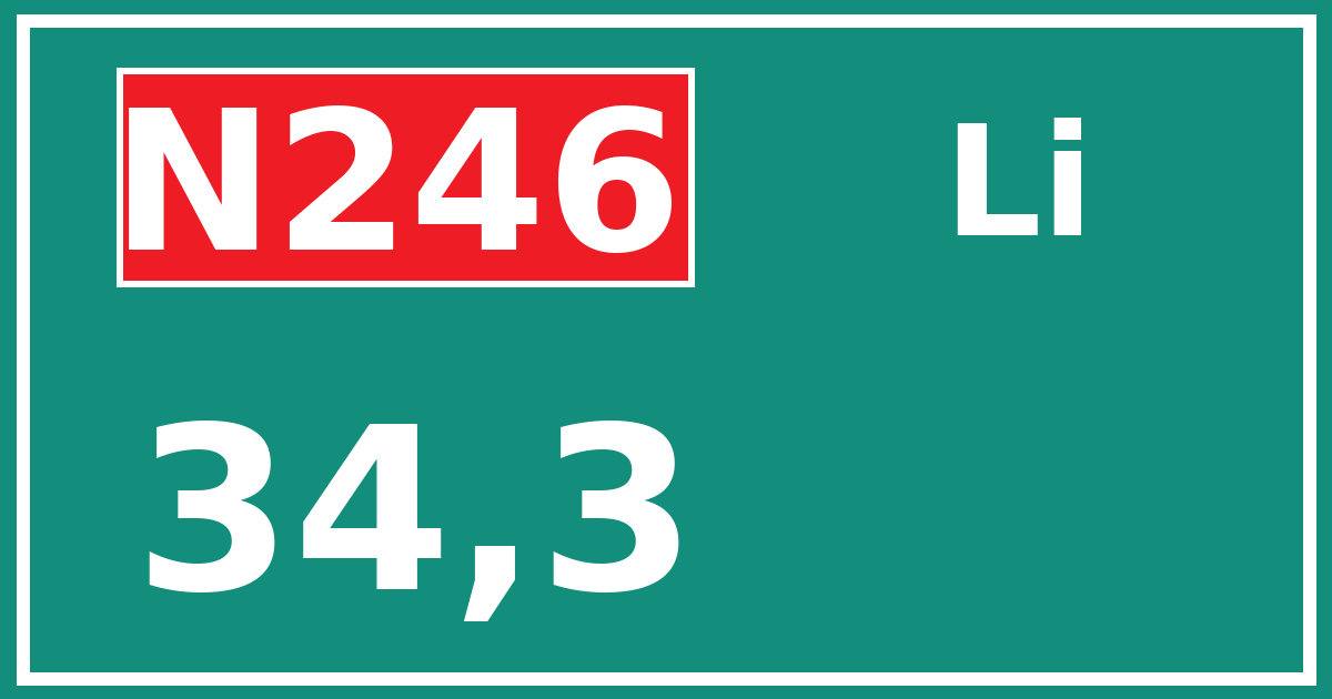 Hectometerbord N246 34,3 zijde Li