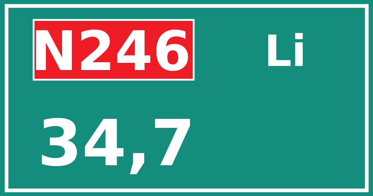 Hectometerbord N246 34,7 zijde Li