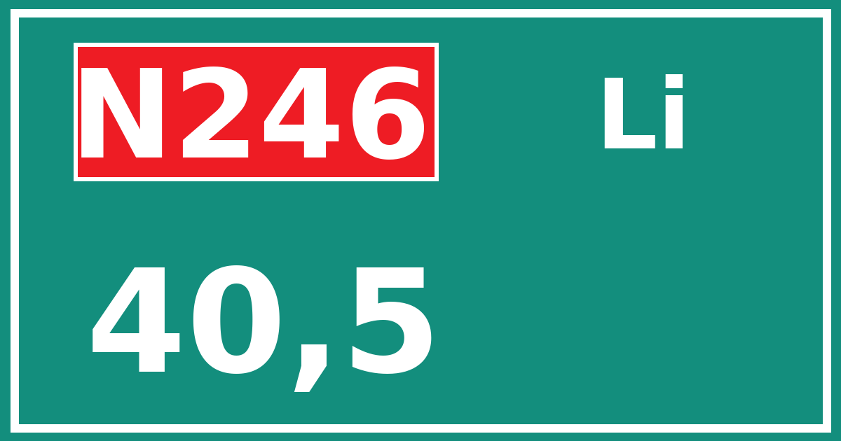 Hectometerbord N246 40,5 zijde Li