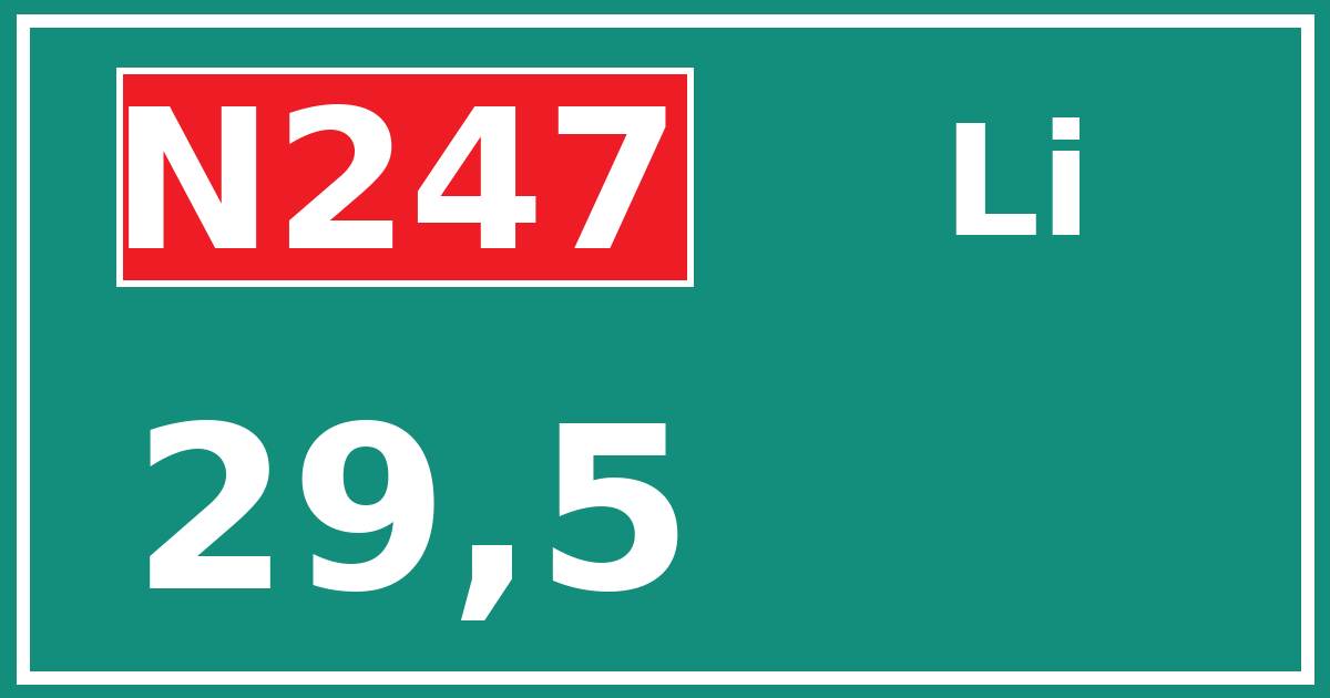 Hectometerbord N247 29,5 zijde Li