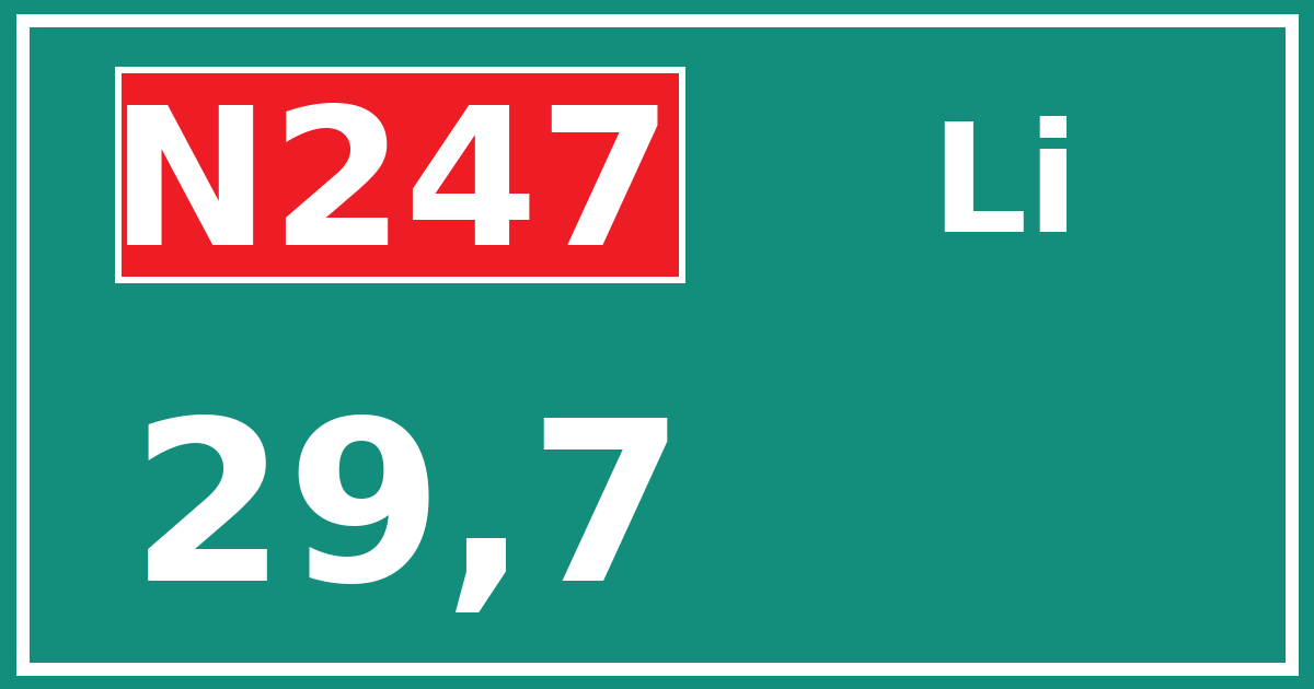 Hectometerbord N247 29,7 zijde Li