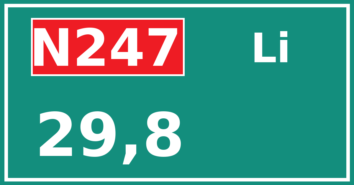 Hectometerbord N247 29,8 zijde Li