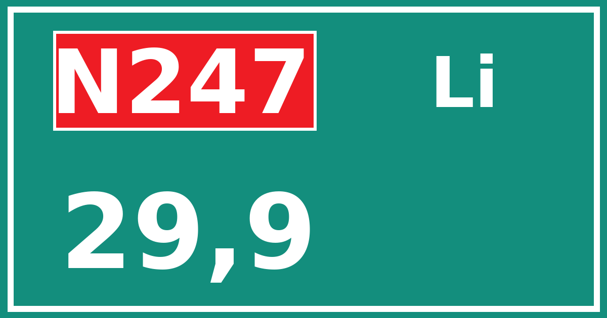 Hectometerbord N247 29,9 zijde Li