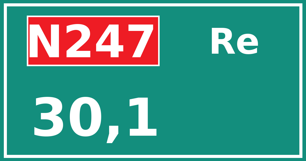 Hectometerbord N247 30,1 zijde Re