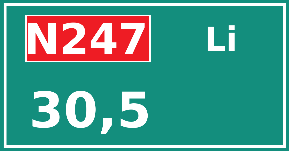 Hectometerbord N247 30,5 zijde Li