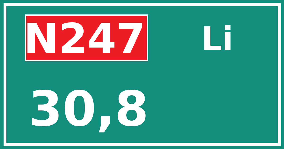 Hectometerbord N247 30,8 zijde Li