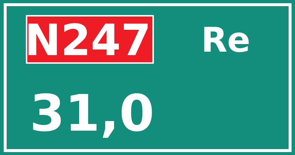 Hectometerbord N247 31,0 zijde Re