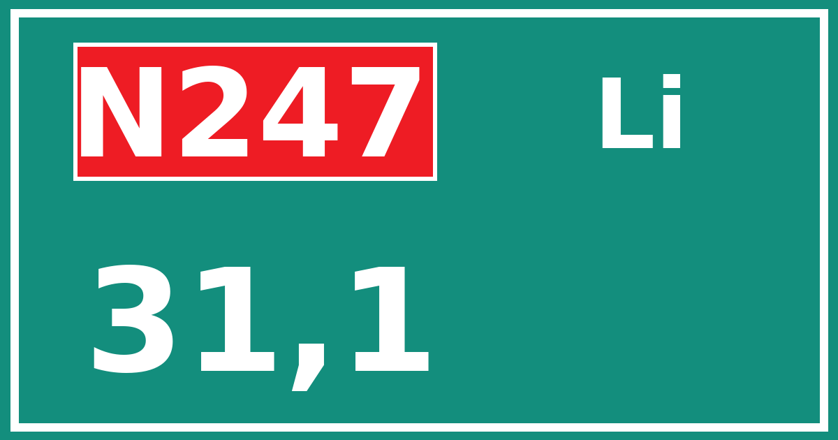 Hectometerbord N247 31,1 zijde Li